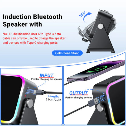 🏆Flash Sale⚡ Newly Upgraded! 🏆Wireless Speaker Phone Stand | 360° LED Universal Holder-W18