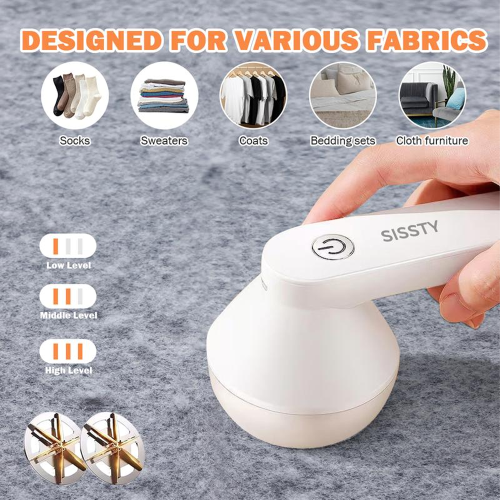 ⚡Rechargeable Fabric Shaver with 2 Replaceable Stainless Steel 🔥6-Leaf Blades🏆(1 Free Extra Included) | Lint Remover with 3-Speed Settings - Efficient Sweater and Lint Shaver for Clothes, Removing Fuzz, Lint Balls, Pills, and Hairballs-TJY