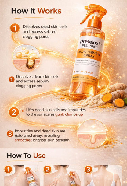 👑Hot Sale 49% OFF🏆Peel Shot Keratin Care Kojic Acid Turmeric Spray 200ml Pore Clearing Exfoliating Formula Skin Repair Scrub-TJY