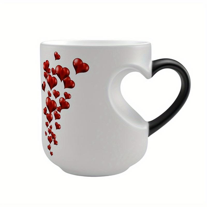 🔥 80% Off 🔥Heart-Shaped Handle Color-Changing Ceramic Mug🎁Hot and Cold Thermochromic Red Heart Coffee Cup, Gift for Valentine's Day, Christmas and Birthdays-TJY