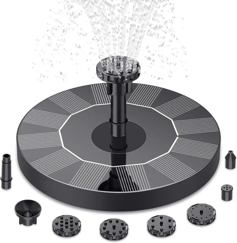 ☀️Solar Bird Bath Fountain with 6 Nozzles🐦- Solar Powered Floating Water Fountain Pump for Bird Bath, Ponds, Garden, Fish Tank and Outdoor-ABB8