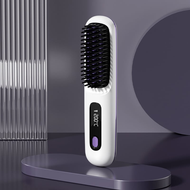 ⚡50K+ SOLD!💁‍♀️Wireless Ceramic Heating Hair Straightening Hairbrush-H1