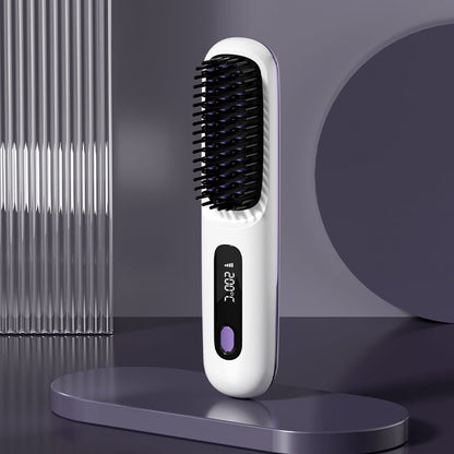⚡50K+ SOLD!💁‍♀️Wireless Ceramic Heating Hair Straightening Hairbrush-H1