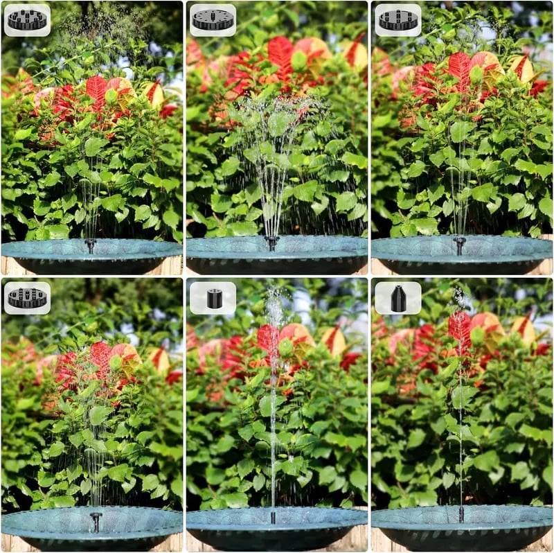🌞 AISITIN Solar Bird Bath Fountain with 6 Nozzles | Solar Fountain Pump for Bird Bath with Brackets-GD