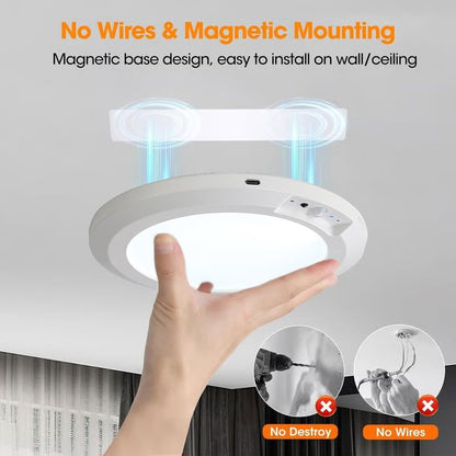 2026 New Rechargeable Motion Sensor Ceiling Light with Remote - Magnetic Wireless Ceiling Light Battery Powered for Closet Shower Stairs Shed Hallway Porch Patio ect-GD