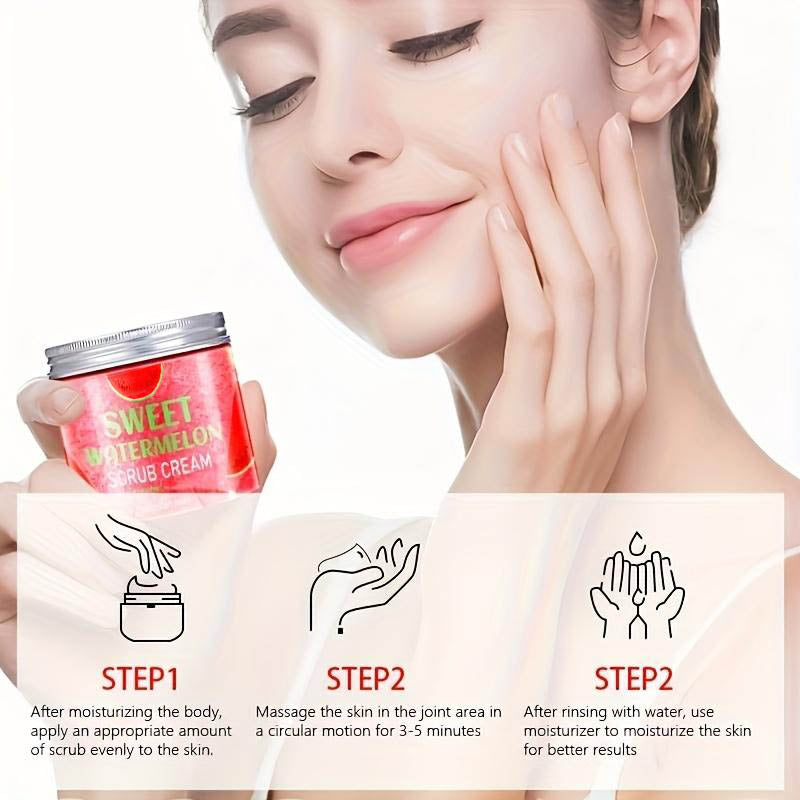 🎁Sweet Watermelon Scrub Cream🍉 - Fresh FruitScented Brightening Essence Self Care Kit for Radiant Skin-ABB8