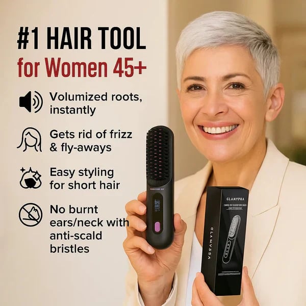 ⚡50K+ SOLD!💁‍♀️Wireless Ceramic Heating Hair Straightening Hairbrush-H1