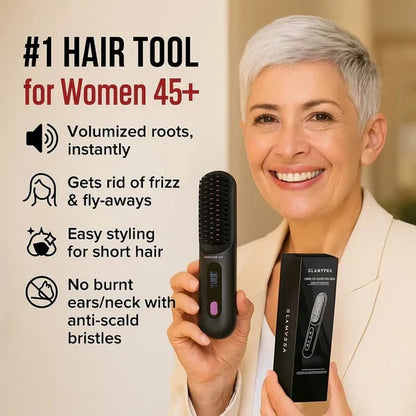 ⚡50K+ SOLD!💁‍♀️Wireless Ceramic Heating Hair Straightening Hairbrush-H1