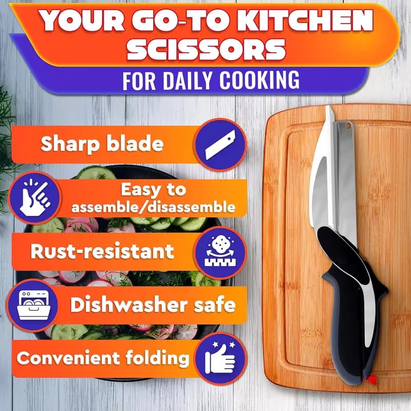 🔥49% Off🔥2 in 1 Kitchen Scissors for Food – Stainless Steel Blade & Plastic-H1