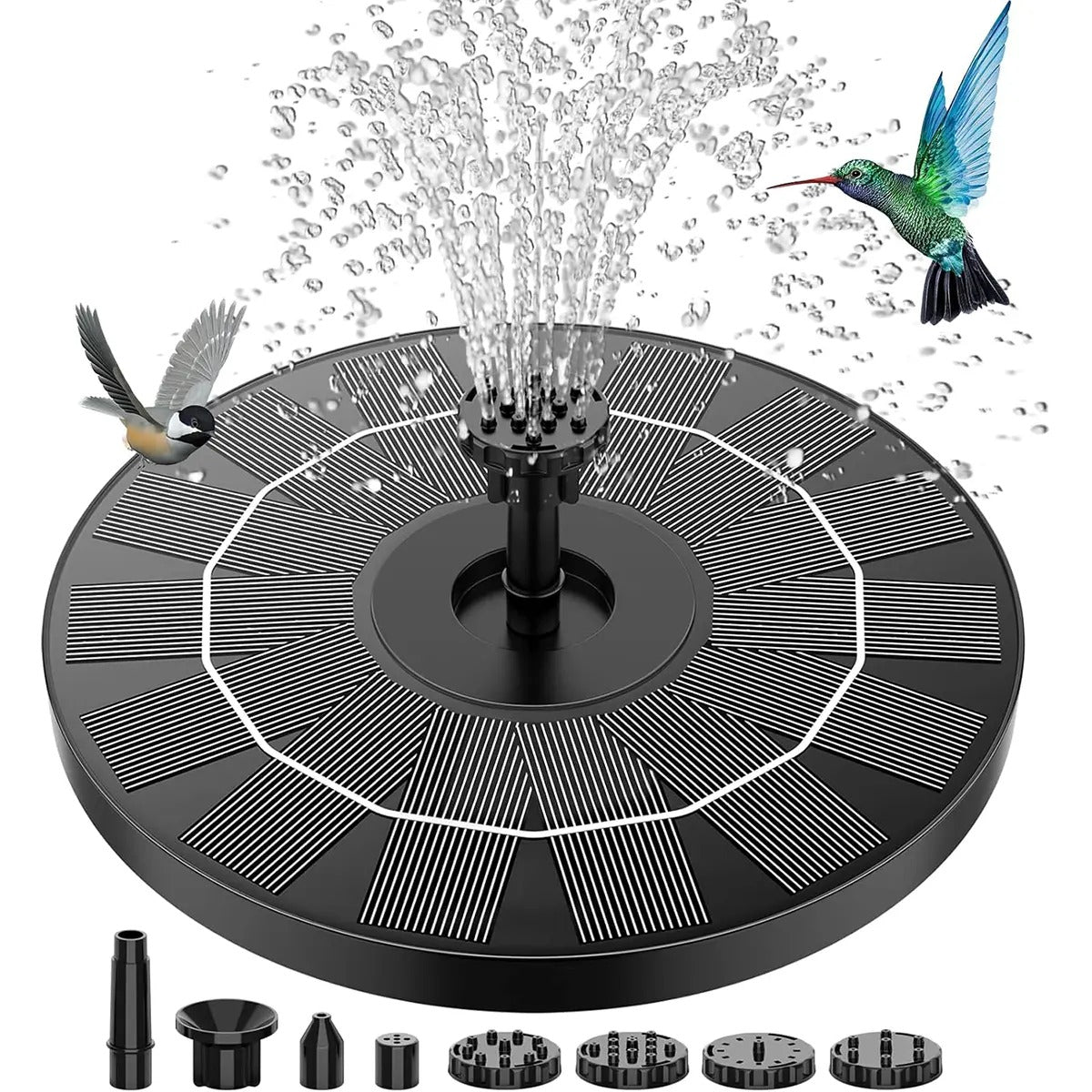 ☀️Solar Bird Bath Fountain with 6 Nozzles🐦- Solar Powered Floating Water Fountain Pump for Bird Bath, Ponds, Garden, Fish Tank and Outdoor-ABB8