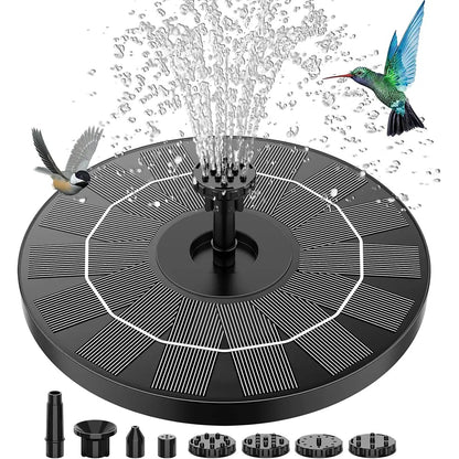 ☀️Solar Bird Bath Fountain with 6 Nozzles🐦- Solar Powered Floating Water Fountain Pump for Bird Bath, Ponds, Garden, Fish Tank and Outdoor-ABB8