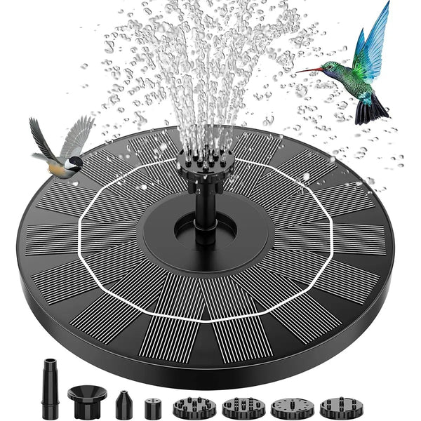☀️Solar Bird Bath Fountain with 6 Nozzles🐦- Solar Powered Floating Water Fountain Pump for Bird Bath, Ponds, Garden, Fish Tank and Outdoor-ABB8