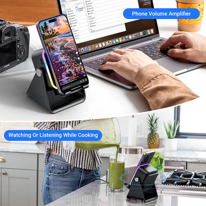 🏆Flash Sale⚡ Newly Upgraded! 🏆Wireless Speaker Phone Stand | 360° LED Universal Holder-W18