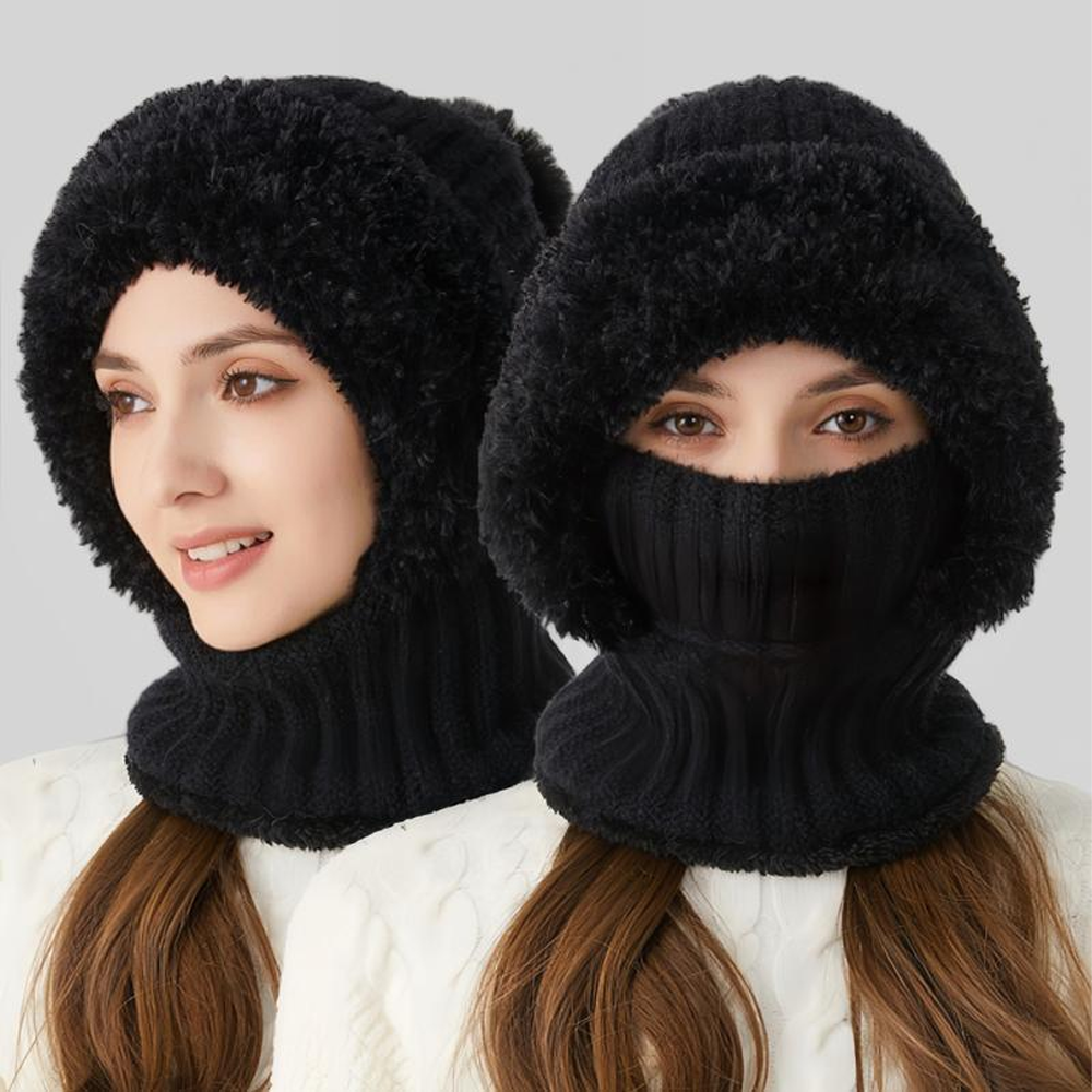 🏆Hot Sale🔥Women's Solid Color Pom Pom Decor Beanie Hat🌟Casual Warm Thickened Knit Hat for Fall & Winter, Fashion Accessories for Women & Girls Bonnet With Bunny Ears Bonnet-TJY
