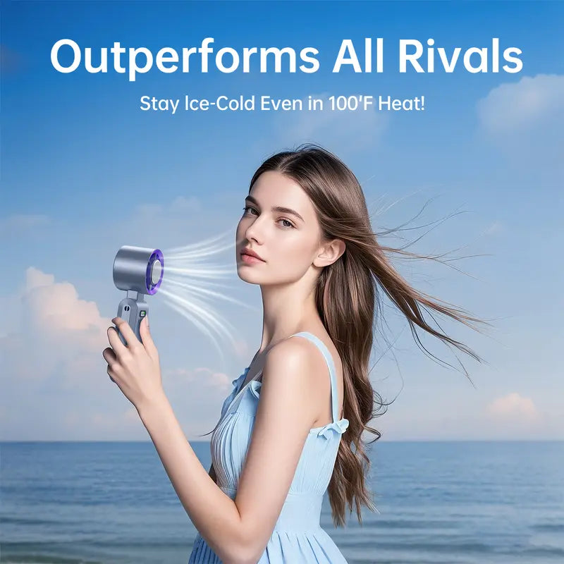 ❄️ The Ultimate Ice-Cooling Handheld Fan: 2026 Tech Revolution Instant Cooling | 24H Battery Life | Flash Charging-GD