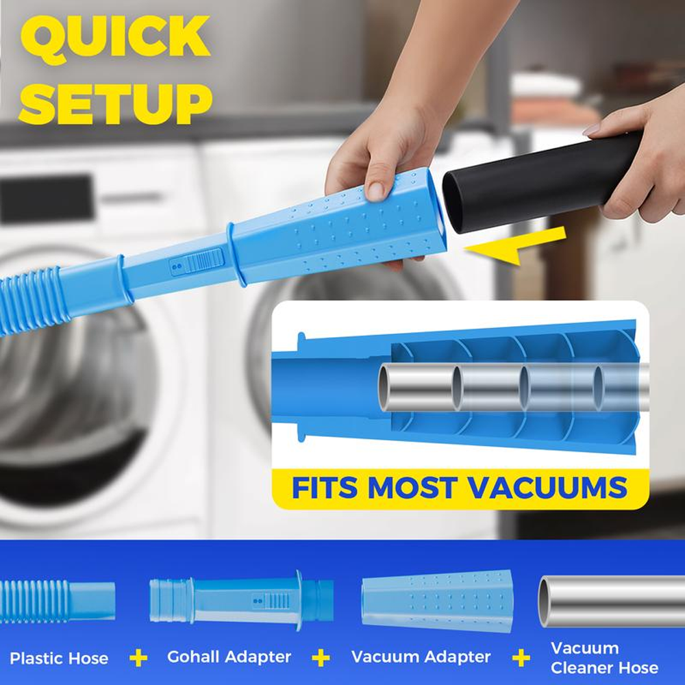 🎁Dryer Vent Cleaner Kit 2 Pieces 🌟 Compatible with Most Vacuum Cleaners Lint Brush & Hose Attachment with Stretch Universal Connector Quick Lint Remover for Deep Cleaning Machine-TJY