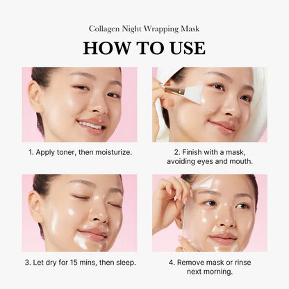 🔥Save Up To 56% Today🔥Collagen Night Wrapping Mask : SLEEP, SHED, AND GLOW! Skincare Skin Repair Comfort Pink-TJY