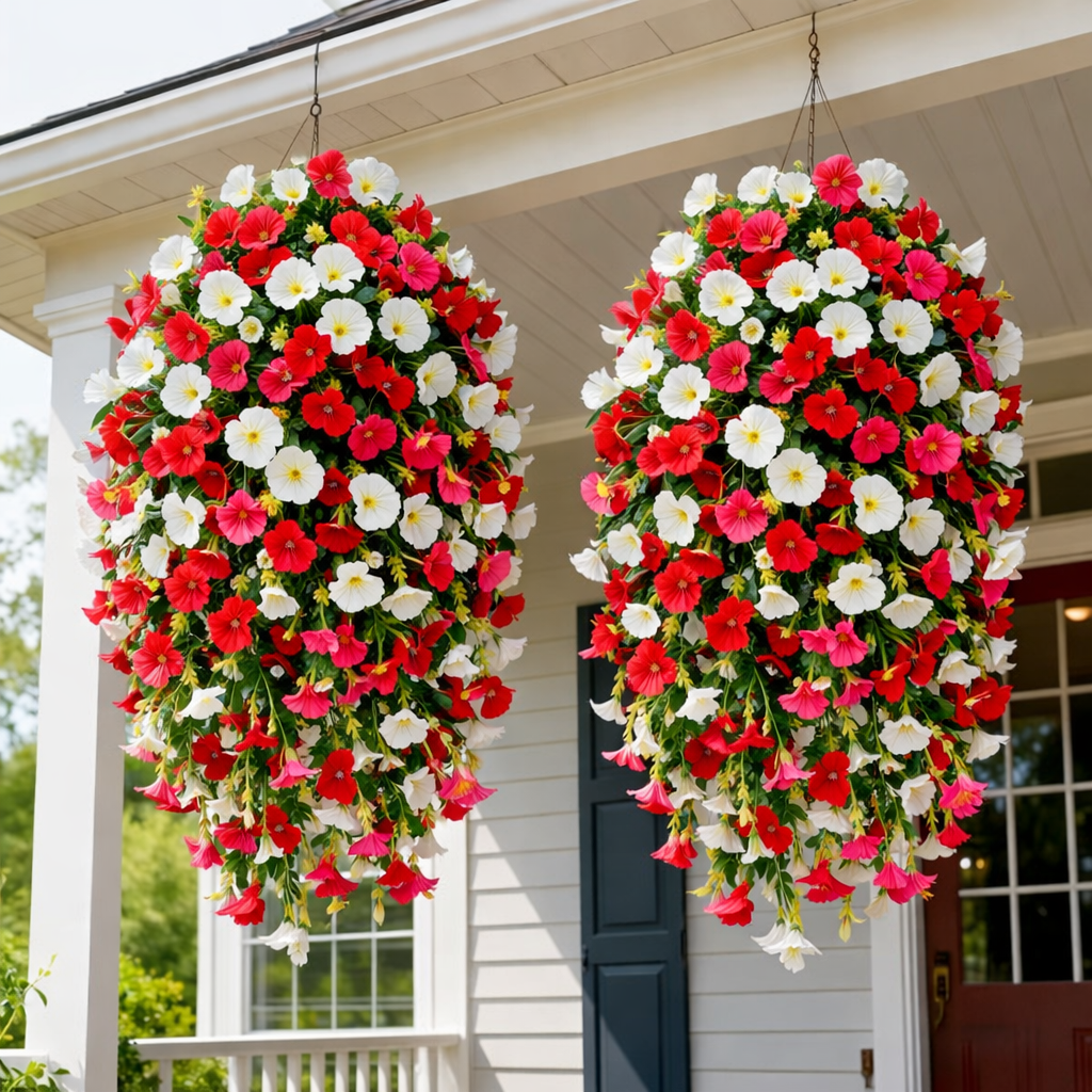 Artificial Faux Hanging Flowers Plants - UV resistant, Waterproof, Windproof , No watering , No wilting -GD
