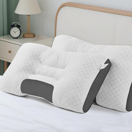 👑Neck Massage Couple Pillows🌟Adjustable ergonomic orthotic support🏆high-quality soft pillow core, detachable knitted pillowcase, relieves neck pain , aids sleep.Ergonomic Height for Optimal Cervical Support-TJY