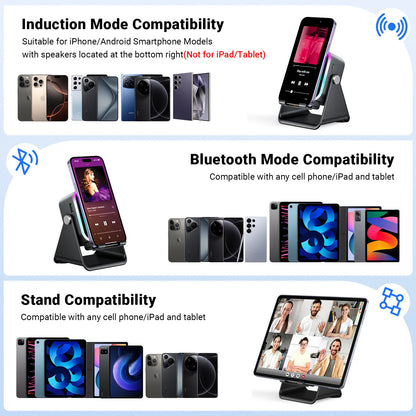 🏆Flash Sale⚡ Newly Upgraded! 🏆Wireless Speaker Phone Stand | 360° LED Universal Holder-W18