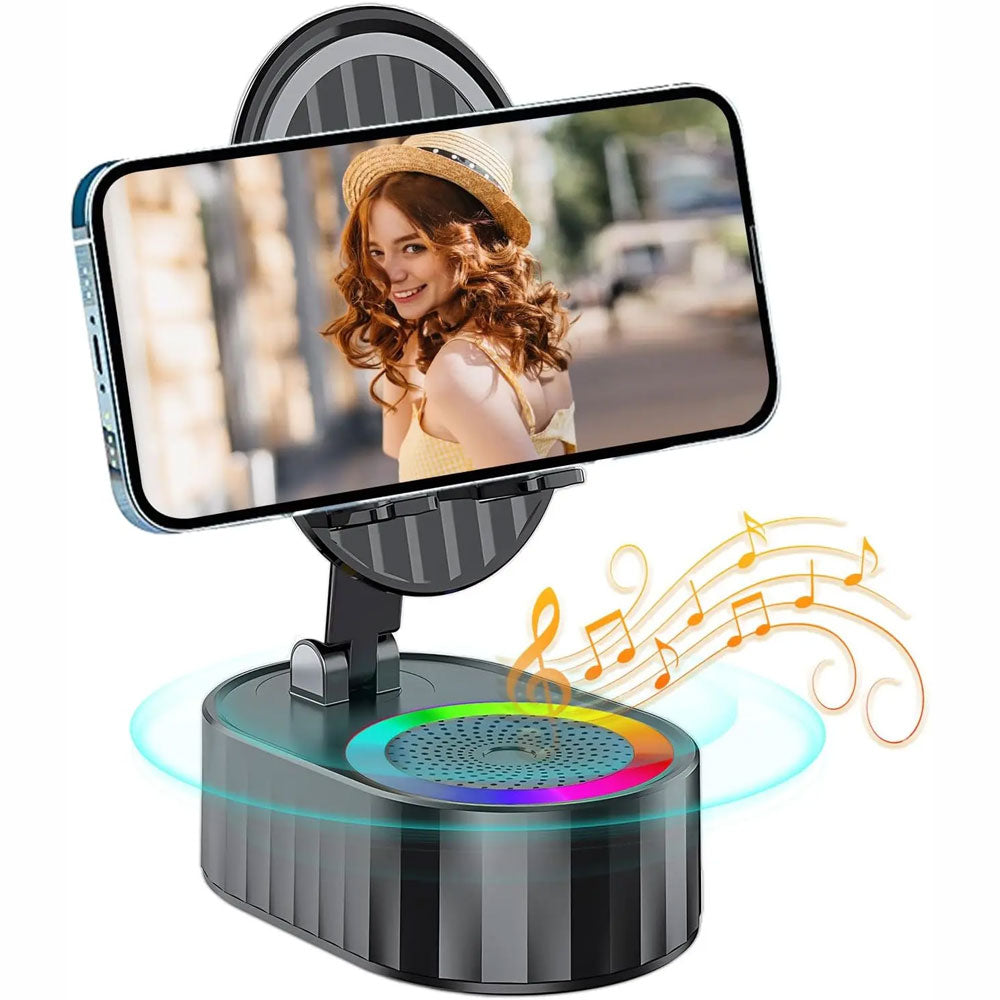 🔥Hot Sale 49% OFF🏆Wireless Induction Audio Bluetooth Speaker 5in1 Cellphone Holder USB Emergency Rechargeable (5000mAh) Portable Power Mobile Tablet Stand-TJY
