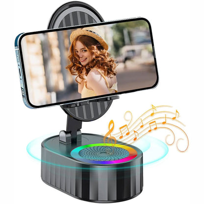 🔥Hot Sale 49% OFF🏆Wireless Induction Audio Bluetooth Speaker 5in1 Cellphone Holder USB Emergency Rechargeable (5000mAh) Portable Power Mobile Tablet Stand-TJY
