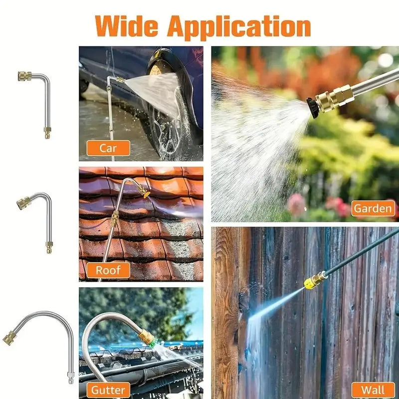 🔥Last Day 60% OFF👑Pressure Washer Extension Wand 10 Pack Power Washer Lance with 5 Atomization Nozzle Tips 1 Gutter Cleaner Attachment Curved Rod for Gutter Roof Drainage Walls Cleaning-TJY
