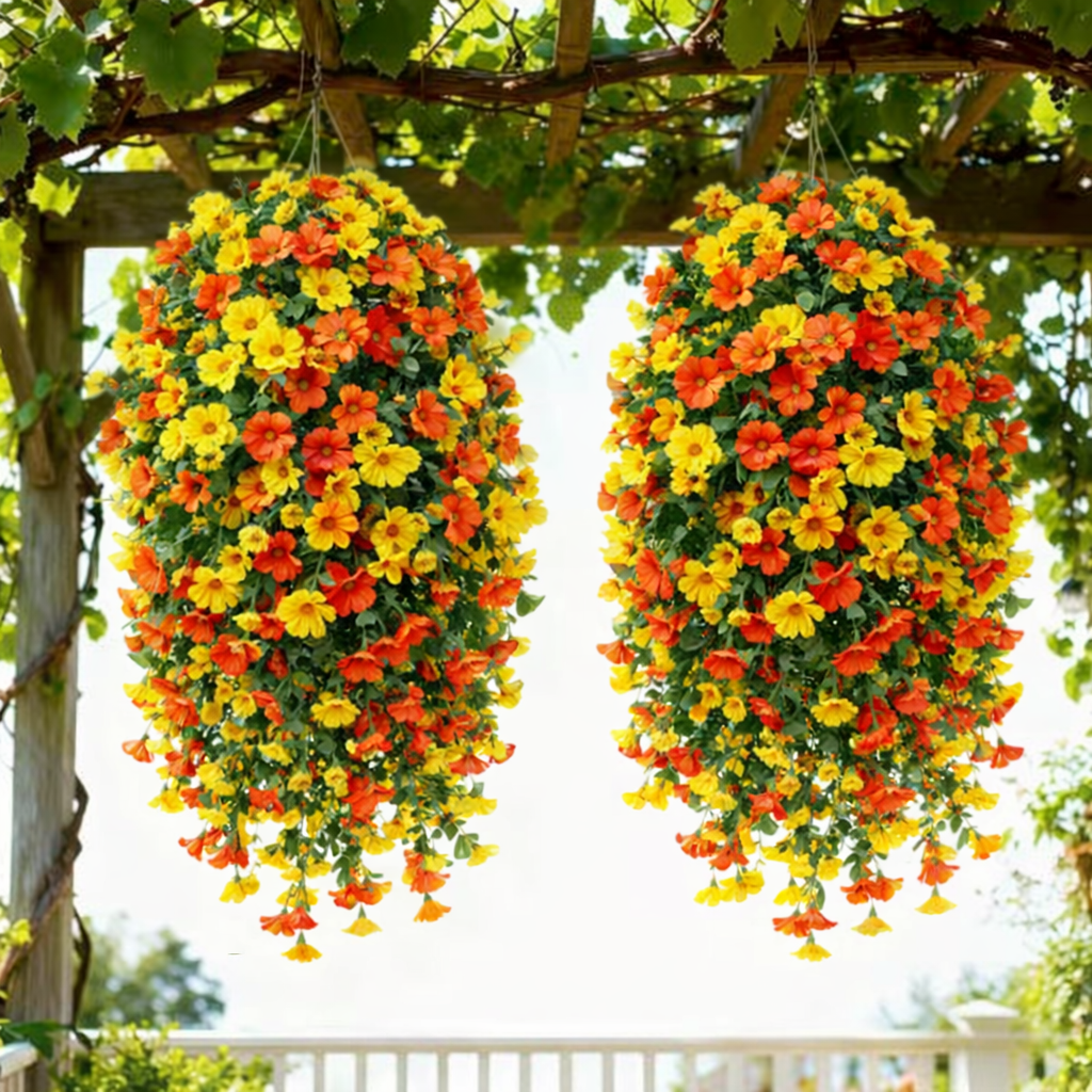 Artificial Faux Hanging Flowers Plants - UV resistant, Waterproof, Windproof , No watering , No wilting -GD
