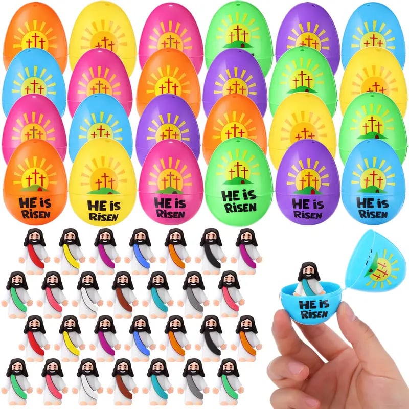 ✝️Christian Easter Surprise Eggs: Pre‑Filled Eggs with Mini Jesus Figures – Share Hope & Faith This Spring🌸-ABB8