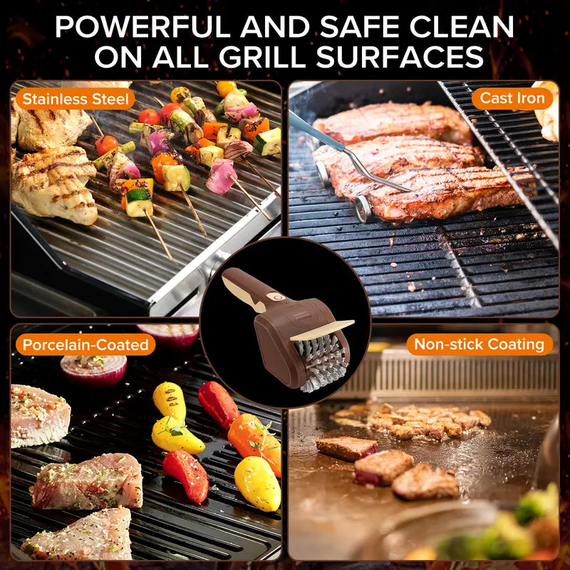 🔥Last Day 60% OFF🌟Electric BBQ Grill Brush✨Cordless Rechargeable⚡Premium Stainless Steel Bristles👑Barbecue Utensils Removes Rust & Grill Grease-TJY