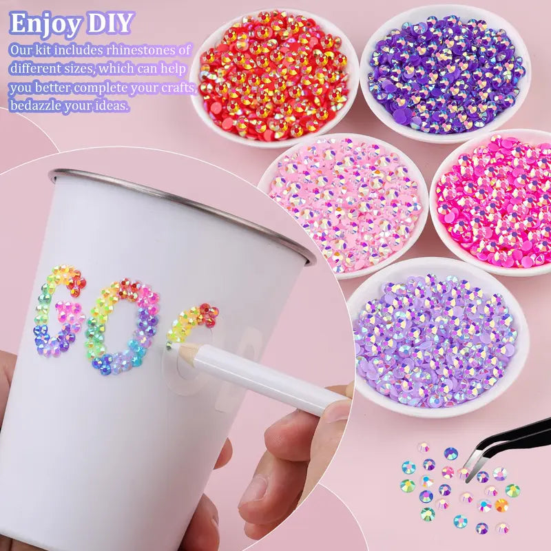 🔥 26000Pcs Resin Rhinestones with Tweezers for Crafting Mixed-Color 3mm Bedazzling Crystal with Gifted Tools Jewelry-TJY