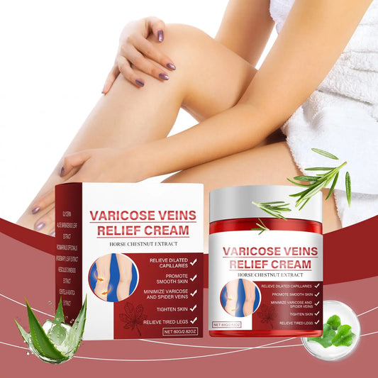 Varicose Veins Relief Cream 80g - HorseChestnut Extract for Swelling Relief &Improved Circulation - Universal MoisturizingFormula for Legs-H1