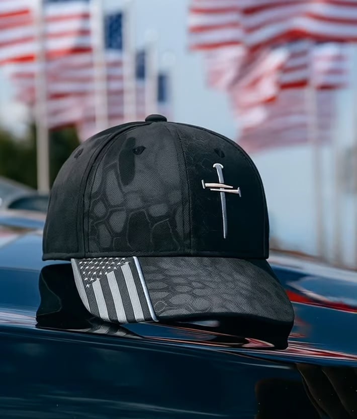 ✝️Jesus 3-Nail Cross & Crown of Thorns Christian Embroidered Adjustable Hat-ABB8