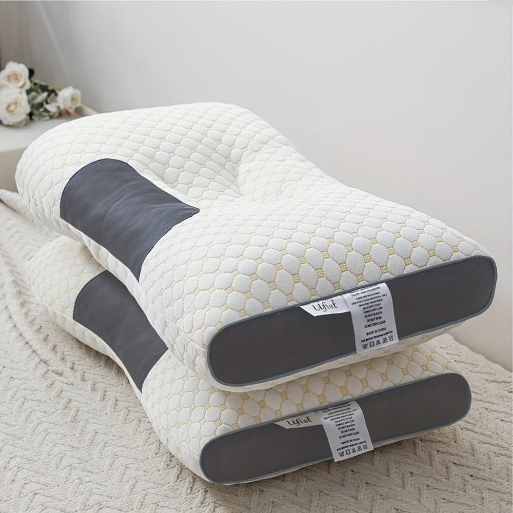 👑Neck Massage Couple Pillows🌟Adjustable ergonomic orthotic support🏆high-quality soft pillow core, detachable knitted pillowcase, relieves neck pain , aids sleep.Ergonomic Height for Optimal Cervical Support-TJY
