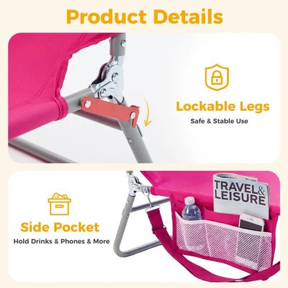 🔥Portable Beach Lounge Chair⛱️Folding Adjustable Chaise Lounge Chair with Backpack Straps & Side Pocket-TJY