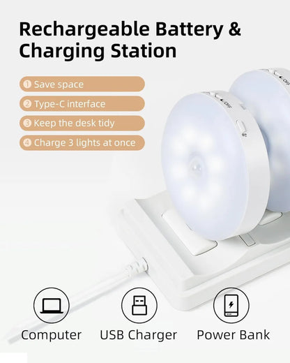 Under-cabinet lighting with charging station, rechargeable disc light strip with remote control-GD