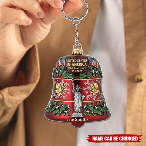 United States 250th Anniversary Bell - Personalized Family Keychain-GD