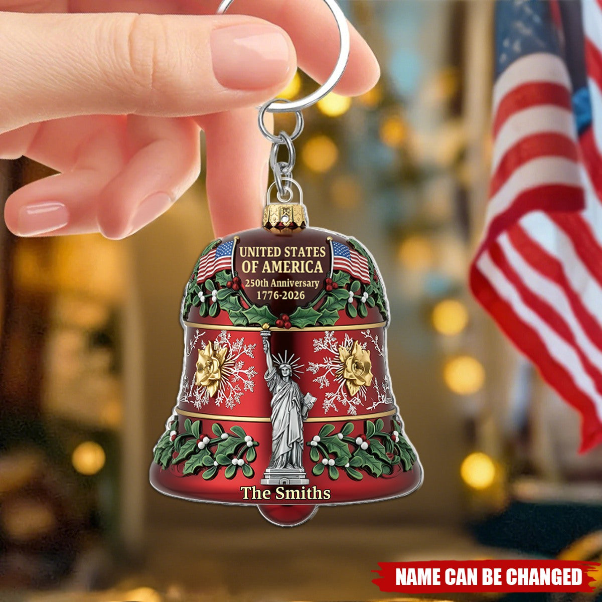 United States 250th Anniversary Bell - Personalized Family Keychain-GD