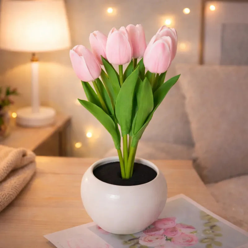 🔥LED Tulip Night Light Dimmable Plug-in Romantic Flower Lamp Artificial Bloom Mother’s Day Gift-TJY