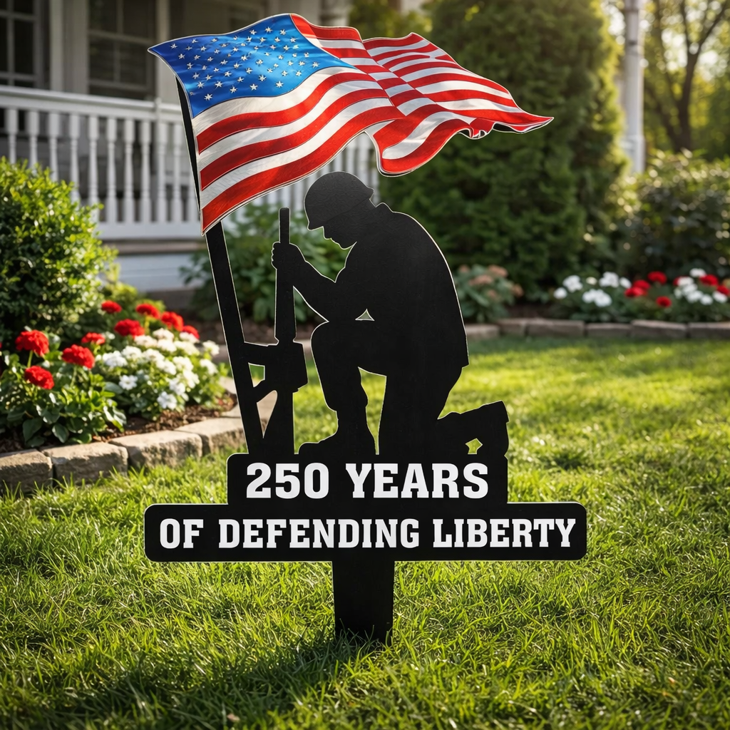 🥇  250 Years of Defending Liberty Metal Garden Stake-923