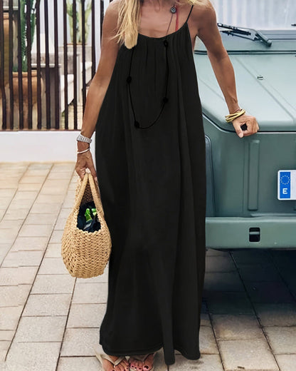💃LAST DAY SAEL 50% OFF!!✨Women's Solid Color Backless Cami Dress💕-H1