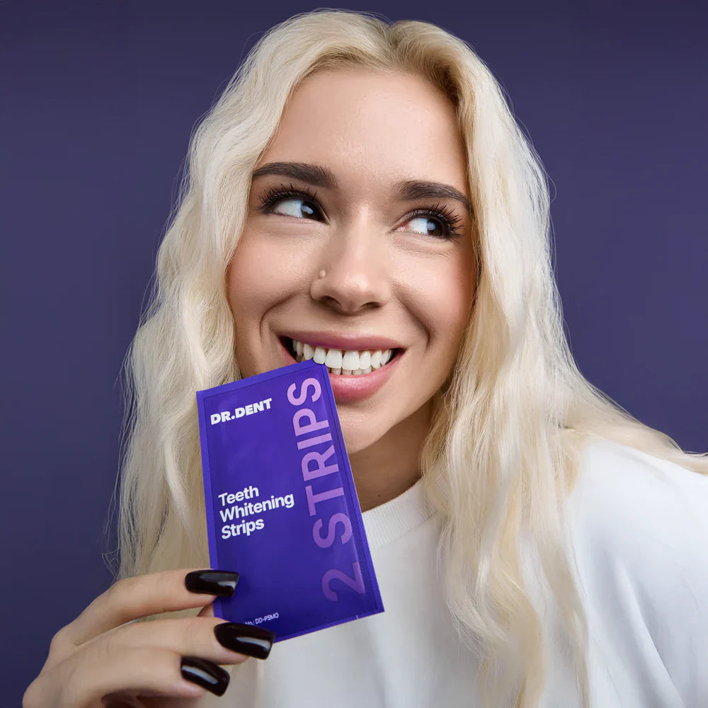 DRDENT Purple Teeth Whitening Strips - 7/21 Whitening Sessions - Safe for Enamel - Non Sensitive Teeth Whitening - Peroxide-Free-GD