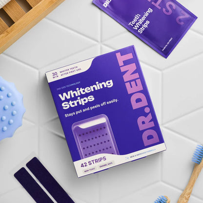 DRDENT Purple Teeth Whitening Strips - 7/21 Whitening Sessions - Safe for Enamel - Non Sensitive Teeth Whitening - Peroxide-Free -  A926