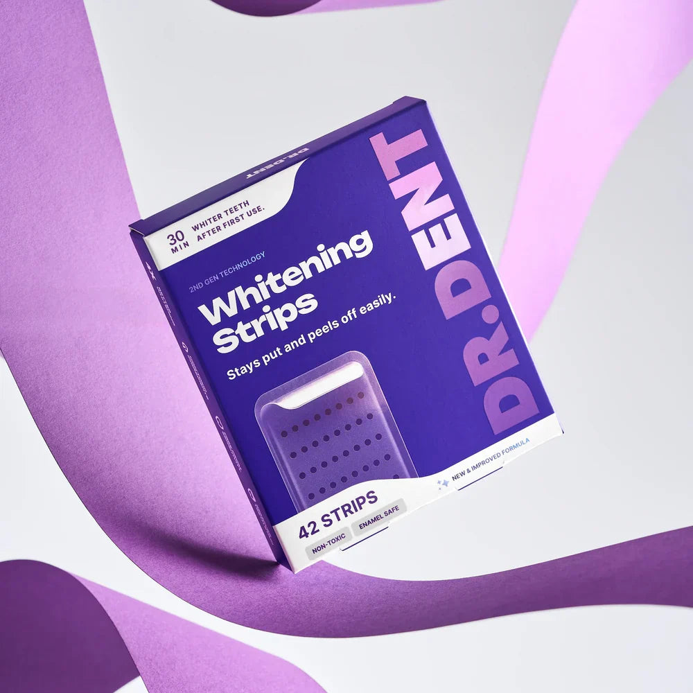 DRDENT Purple Teeth Whitening Strips - 7/21 Whitening Sessions - Safe for Enamel - Non Sensitive Teeth Whitening - Peroxide-Free-GD