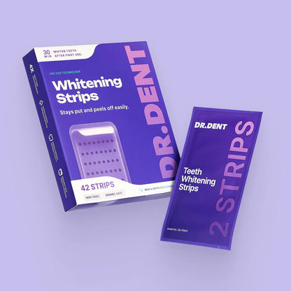DRDENT Purple Teeth Whitening Strips - 7/21 Whitening Sessions - Safe for Enamel - Non Sensitive Teeth Whitening - Peroxide-Free -  A926