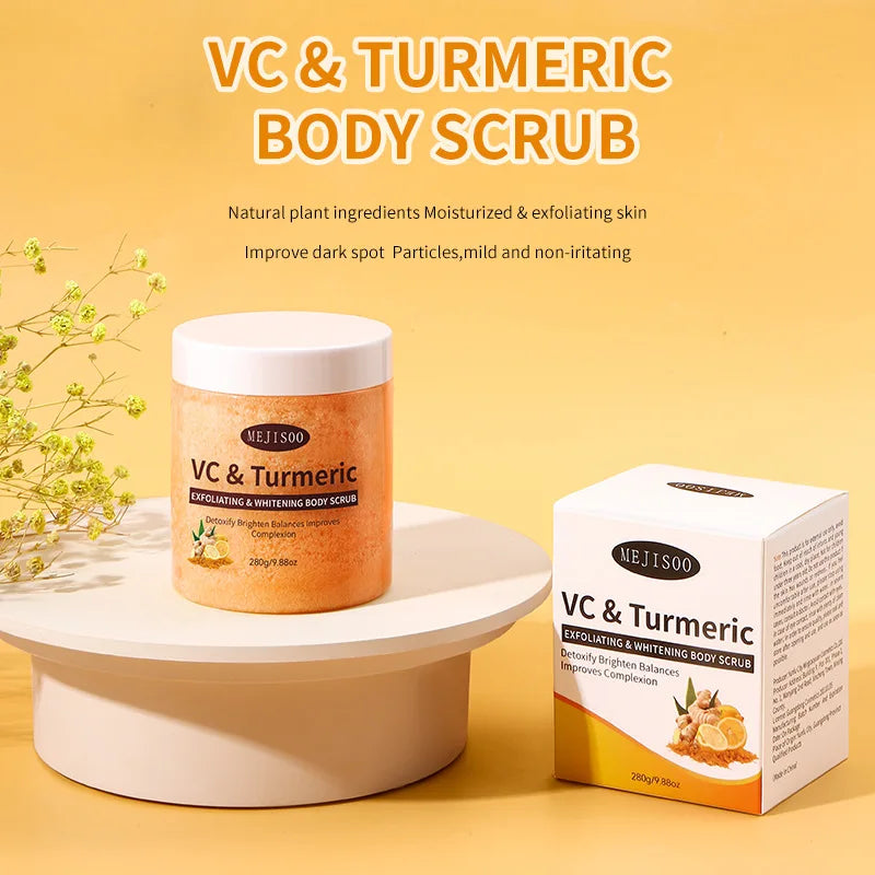 🛀Deeply Nourishing Turmeric Body Scrub Softening Keratin Exfoliating Dead Skin with Cream Balm Salt Liquid Cream Balm Salt Liquid-923