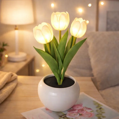 🔥LED Tulip Night Light Dimmable Plug-in Romantic Flower Lamp Artificial Bloom Mother’s Day Gift-TJY
