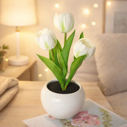 🔥LED Tulip Night Light Dimmable Plug-in Romantic Flower Lamp Artificial Bloom Mother’s Day Gift-TJY