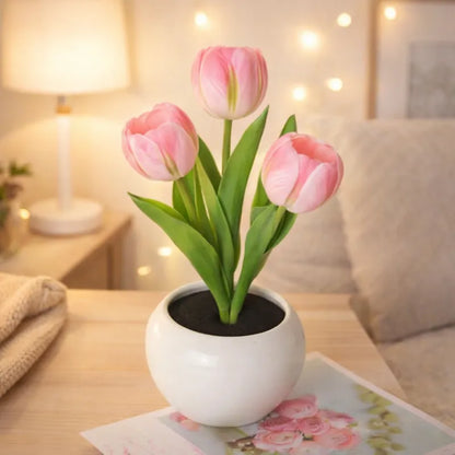 🔥LED Tulip Night Light Dimmable Plug-in Romantic Flower Lamp Artificial Bloom Mother’s Day Gift-TJY