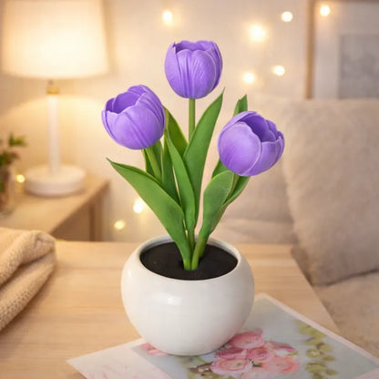 🔥LED Tulip Night Light Dimmable Plug-in Romantic Flower Lamp Artificial Bloom Mother’s Day Gift-TJY